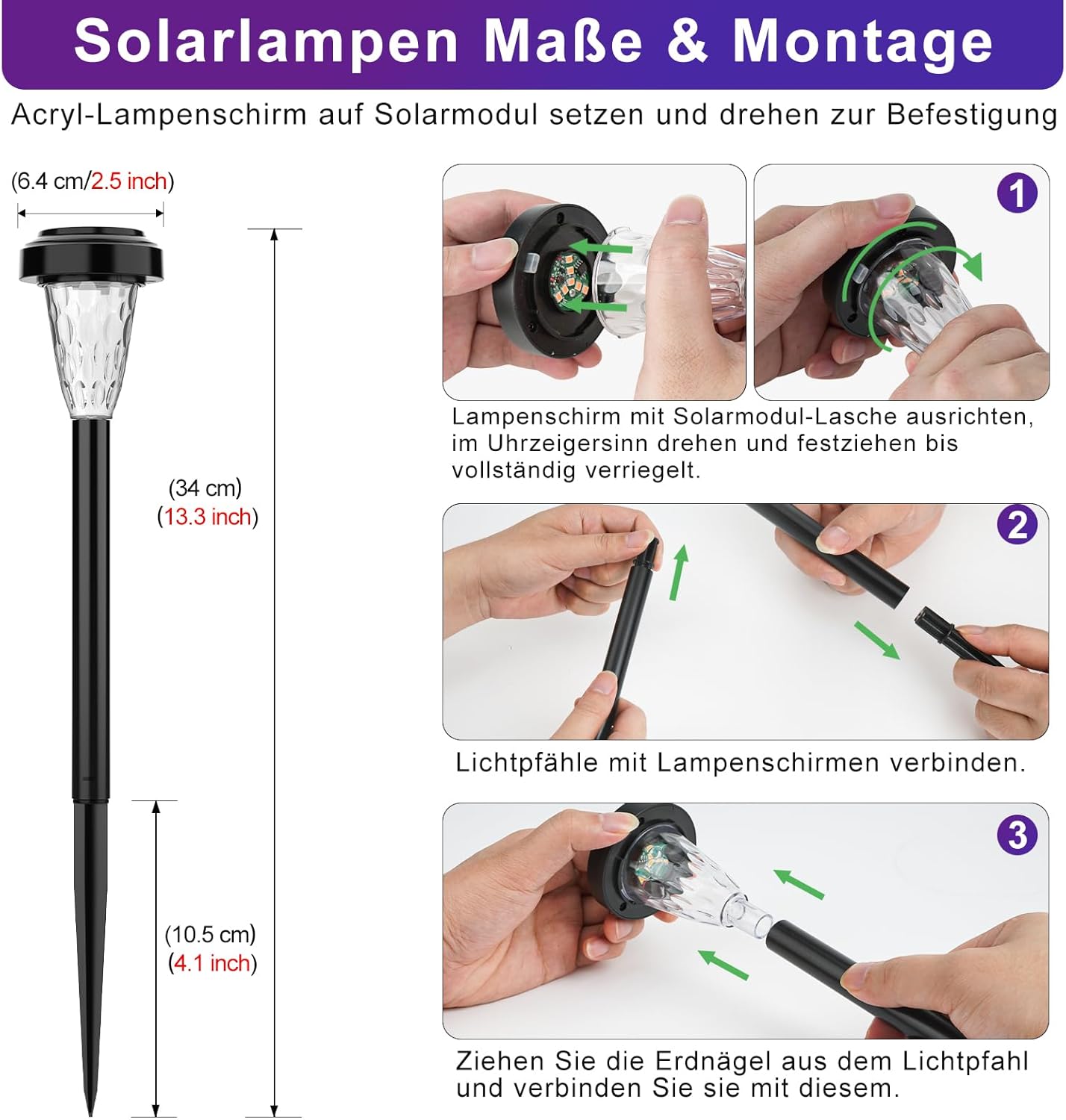 FIFlying Solarleuchten für den Garten im Freien, 8 Stück, LED-Solarleuchten, Garten-Dekorationsbeleuchtung, IP65 wasserdichte Solarlampe für Garten, Außenbereich, Terrasse, Rasen, Hof, Wege – RGB – Bild 6