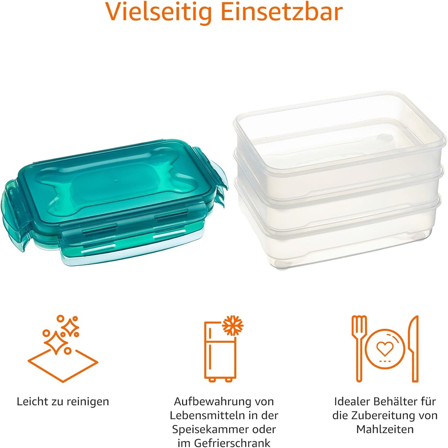 AmazonBasics – Frischhaltedosen-Set, luftdicht, 3-teiliges Set (3 x 1,2 l) – Bild 4