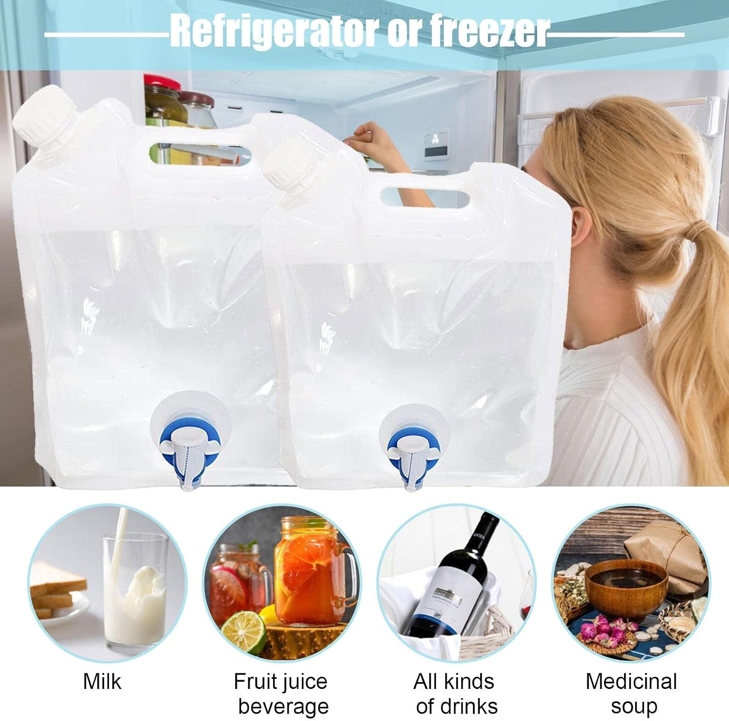 5/10 Liter faltbarer Wasserkanister, Wasserbeutel, BPA-frei, tragbarer Wasserbehälter, faltbarer Faltkanister mit Tragegriff für Outdoor, Camping und Reisen, wiederverwendbarer Wassertank für Wanderpicknick – Bild 3