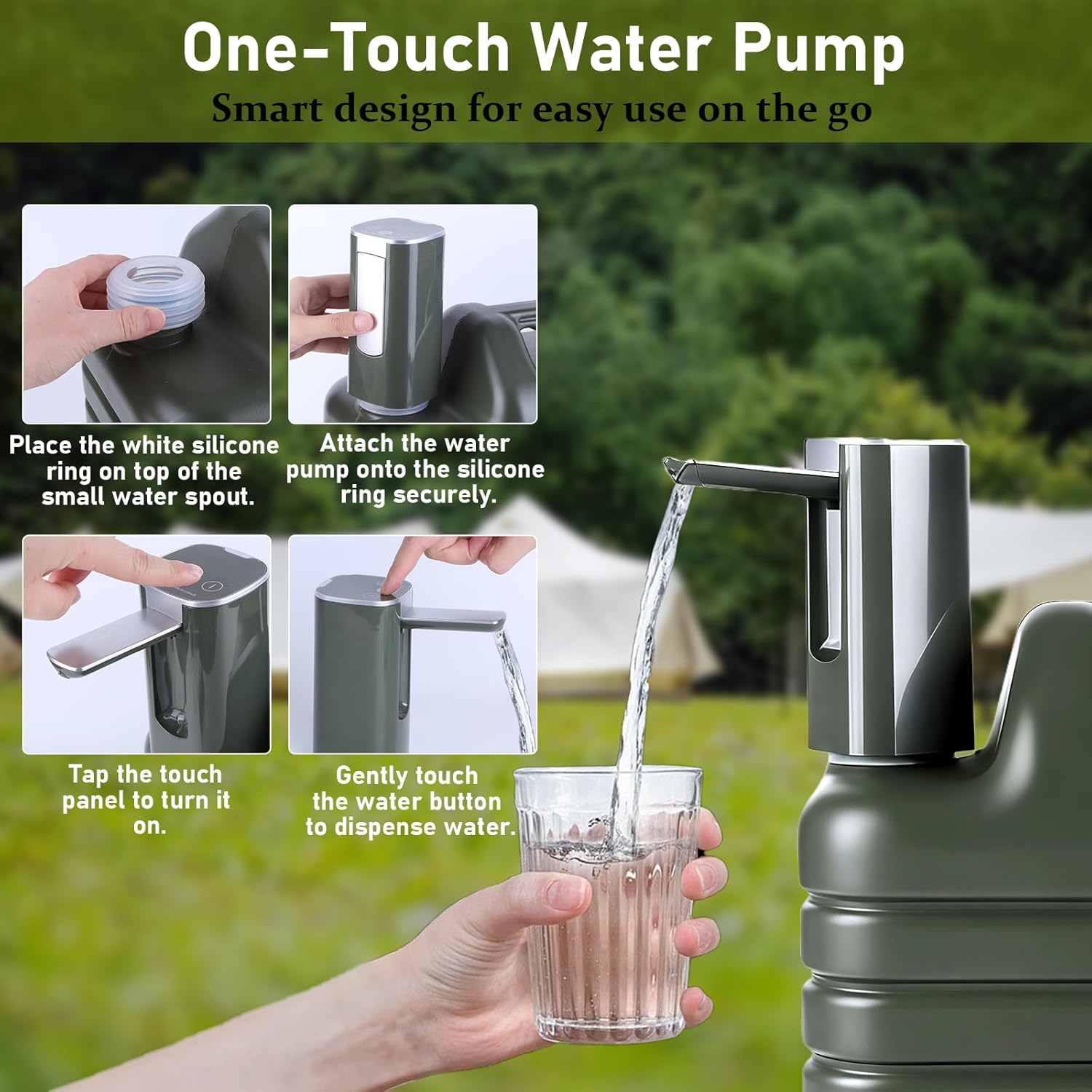 18,5L Wasserkanister mit Wasserhahn und elektrischen Wasserpumpen, Wassertank Camping Wasserkanister Tragbarer Wasserbehälter für Camping, Outdoor, Angeln, Party, Wohnmobil, Küche (Schwarz) – Bild 5