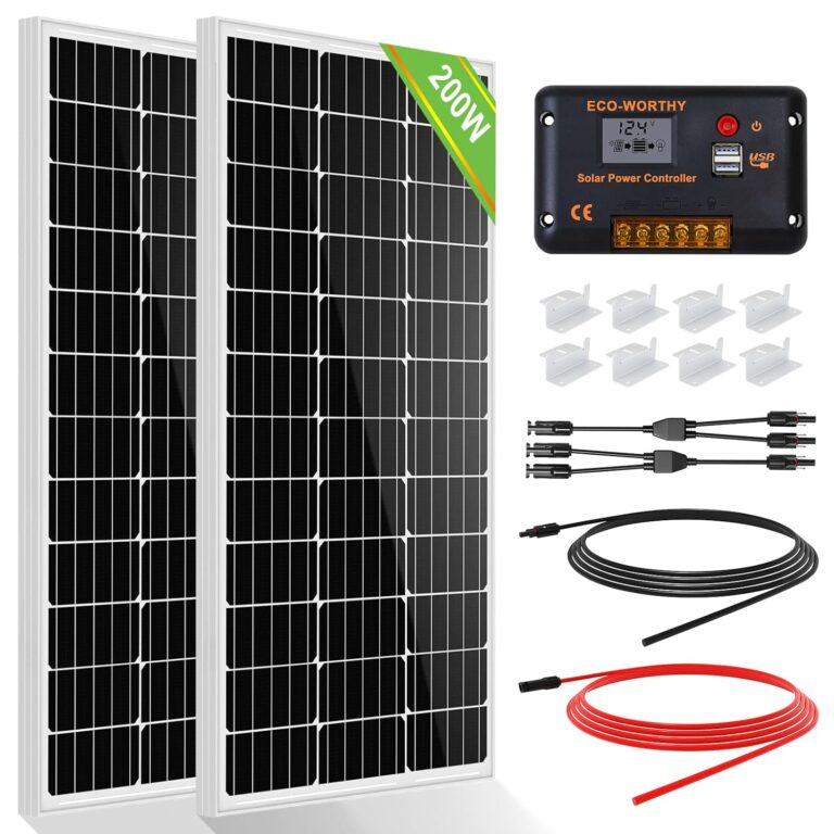Umweltfreundliches 100 W / 120 W / 150 W / 200 W / 240 W, 12 V-Solarpanel-Set mit 20 A Solarladeregler und 5 m Solarkabel und Z-Halterungen für Wohnmobil, Boot, Wohnmobil