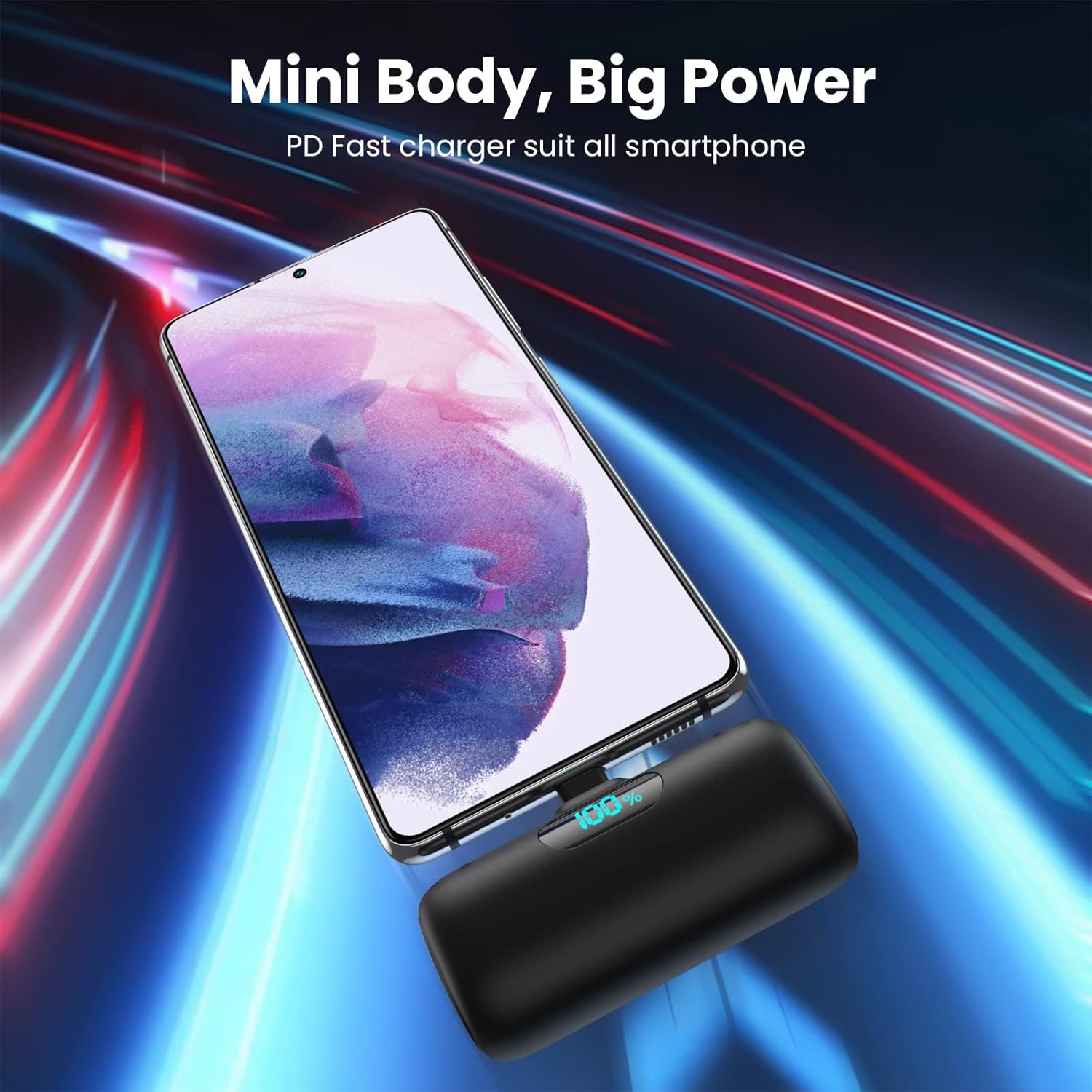 Powerbank USB C 5000 mAh, Mini-Powerbank, klein aber stark, 15 W, PD 3.0, schnelles Laden, tragbarer externer Akku mit LED-Anzeige, kompatibel mit iPhone 17/16/15, Samsung S25/24, Android-Handys – Bild 2