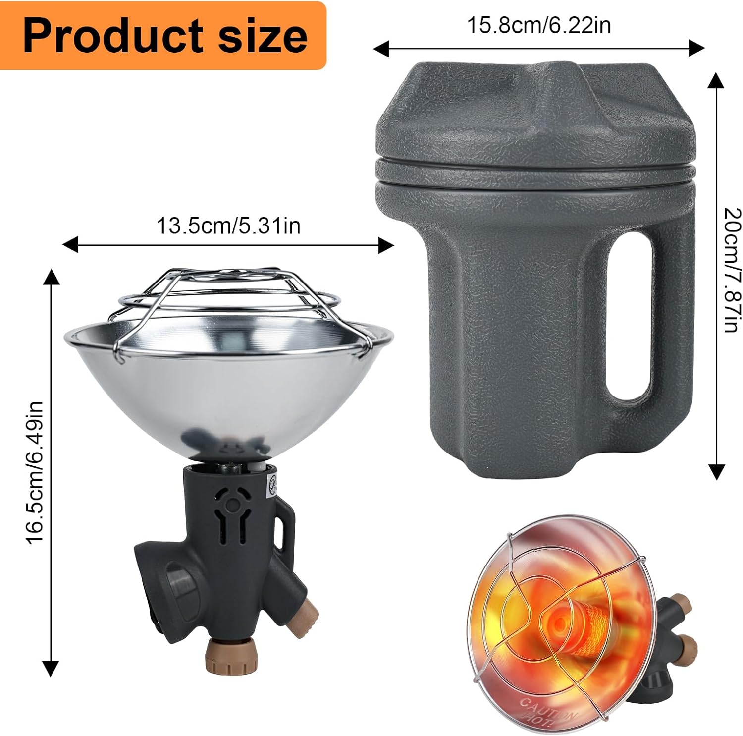 Tragbarer Gasheizer, Ragable-Zeltheizer Gas15000 12500 10000 BTU 3-stufiger Heizer mit elektrischer Zündung, faltbarer Sockel, kompatibel mit 28 UNEF-Flaschengas zum Angeln, Wandern, Jagen, Rucksackreisen – Bild 2