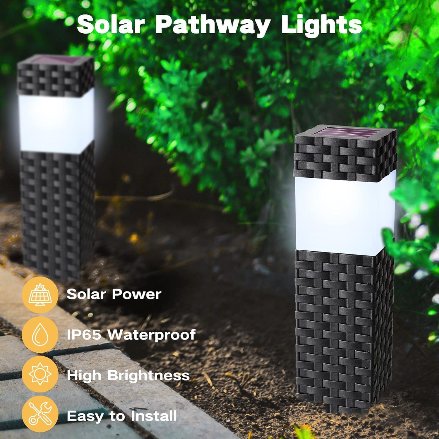 Joomer Solarleuchten für den Außenbereich, 8 Stück, Solarleuchten, Garten-Außenleuchte, wasserdicht, weiß, quadratische Wegbeleuchtung, Solar-Gartenleuchte, automatisches Ein-/Ausschalten für Terrasse, Rasen, Terrasse, Auffahrt, Gehweg – Bild 3