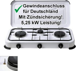 Bluecraft Gaskocher, 3 Brenner, 5,2...
