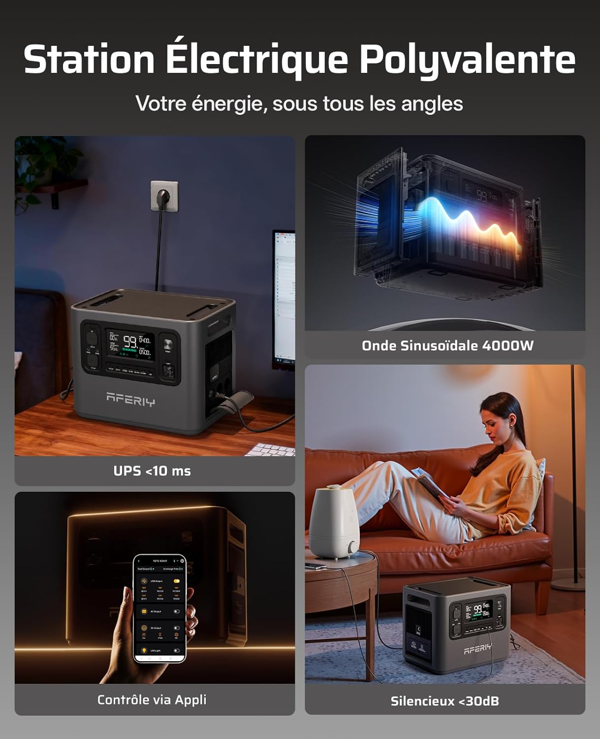 AFERIY AF-P280-B 2048Wh LiFePO4-Erweiterungsbatterie, 4 x parallel bis zu 10240 Wh, 4000+ Zyklen, LED-Anzeige, -10 °C bis 40 °C, kompatibel mit 2800 W Power Station – Bild 5