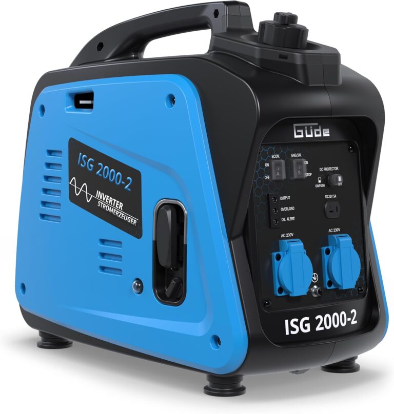 Güde Inverter-Stromerzeuger ISG 2000-2 (4-Takt-OHV-Benzinmotor, 2,11/2,86 (kW/PS), max. 2000 W, 2x 230 V, Laufzeit bis zu 5,9 h, Tankinhalt 4,1 l, Überlastschutz, Eco-Funktion, Antivibrationsfüße)