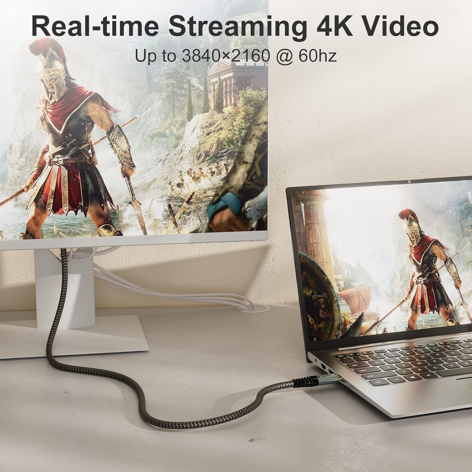 CAKOBLE USB C Kabel auf USB C 2M, USB 3.2 Gen2 Typ C Ladekabel, 20 Gbit/s Datenübertragung, 100 W 20 V/5 A Schnellladekabel, 4K @@ 60 Hz Videoübertragung für Laptop, Handy, Monitor, Geräte – Bild 3