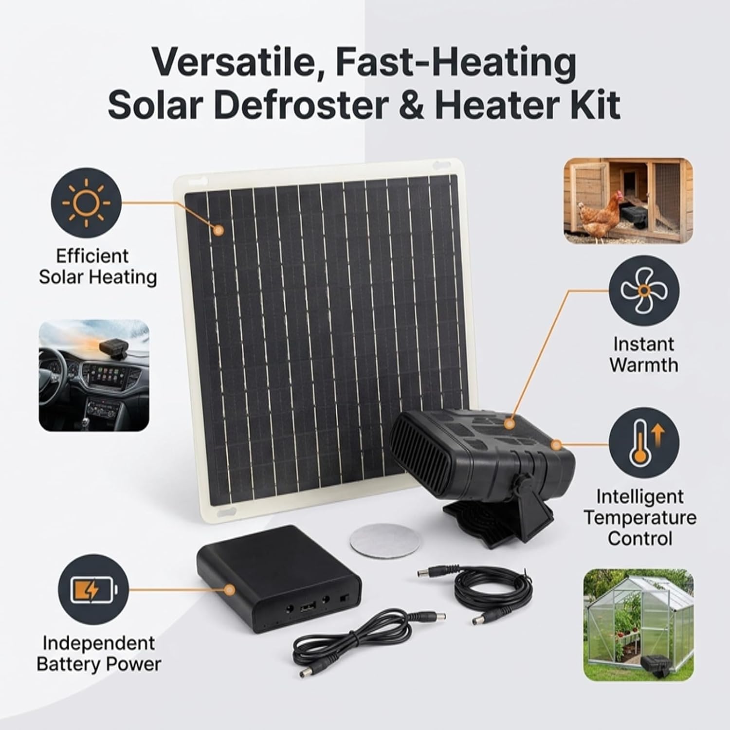 Wiederaufladbares Schnellheizbatterie-Set mit tragbarem Solarheizungs-Hühnerstall-Wärmergebläse für Wintergewächshaus, Auto, Hundehütte, Outdoor, Camping, Wohnmobil – Bild 5
