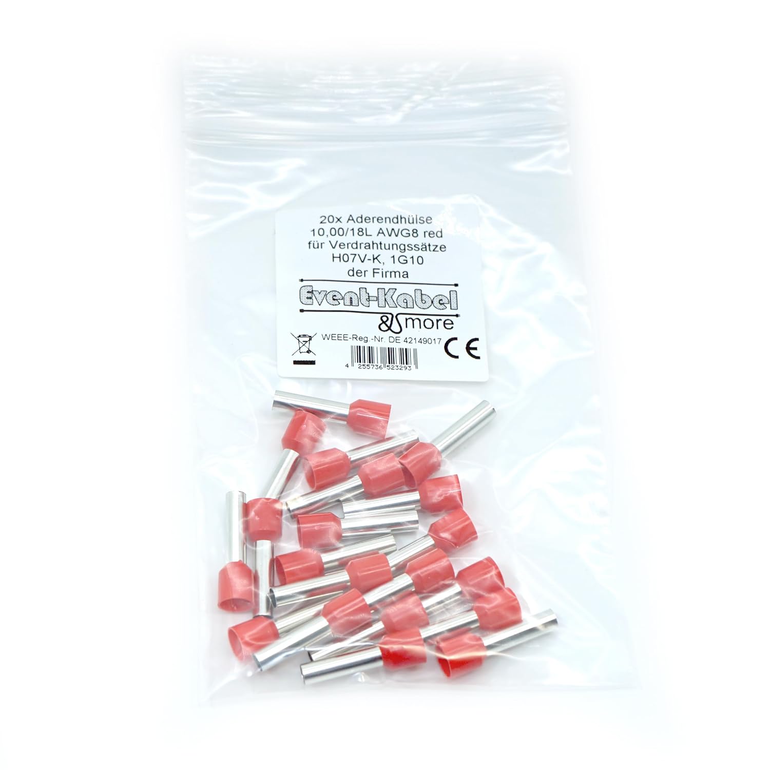 Event Cable & More Set Verkabelungsset 5 x 1 m (Schwarz, Grau, Braun, Blau, Grün/Gelb) Flexibles Adernkabel H07V-K 10 mm² inkl. Aderendhülsen 10 mm² für Zählerschrankverteilung (Set 5 x 1 Meter & 20 AEH) – Bild 2