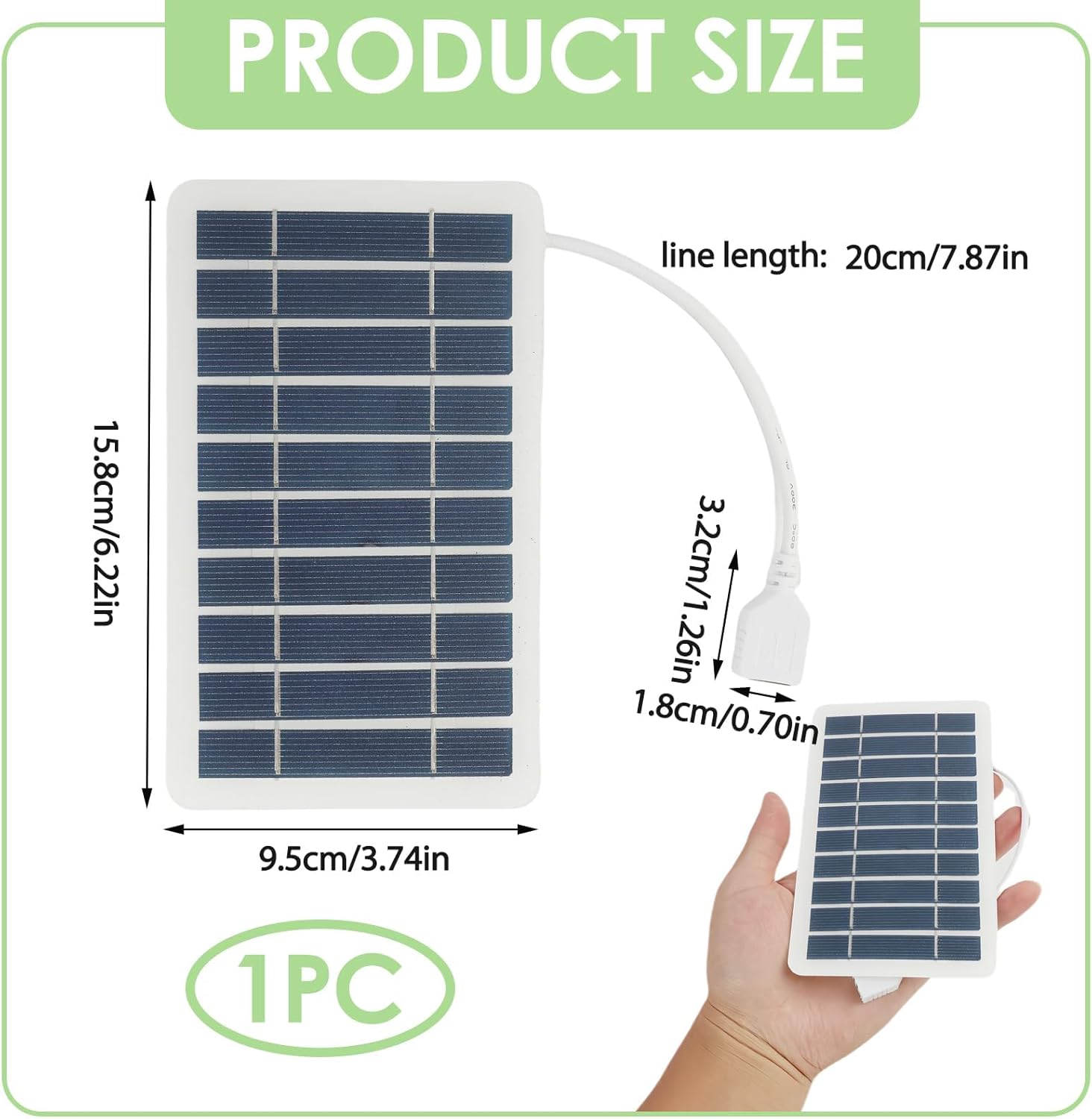 Tragbares Solarpanel 5V 2W mit USB-Anschluss, wasserdicht und robust, für Outdoor-Aktivitäten wie Camping und Wandern, Outdoor-Mini-Solarladegerät, Solarladegerät für Smartphones (1 Stück) – Bild 2