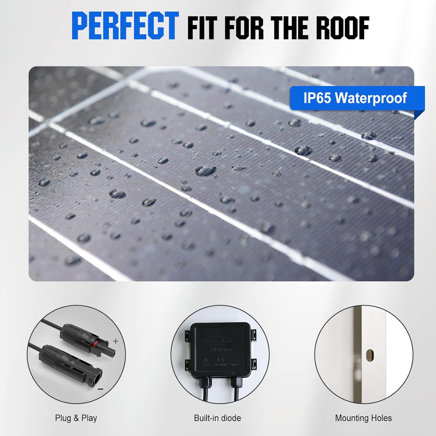 Umweltfreundliches 100 W / 120 W / 150 W / 200 W / 240 W, 12 V-Solarpanel-Set mit 20 A Solarladeregler und 5 m Solarkabel und Z-Halterungen für Wohnmobil, Boot, Wohnmobil – Bild 5