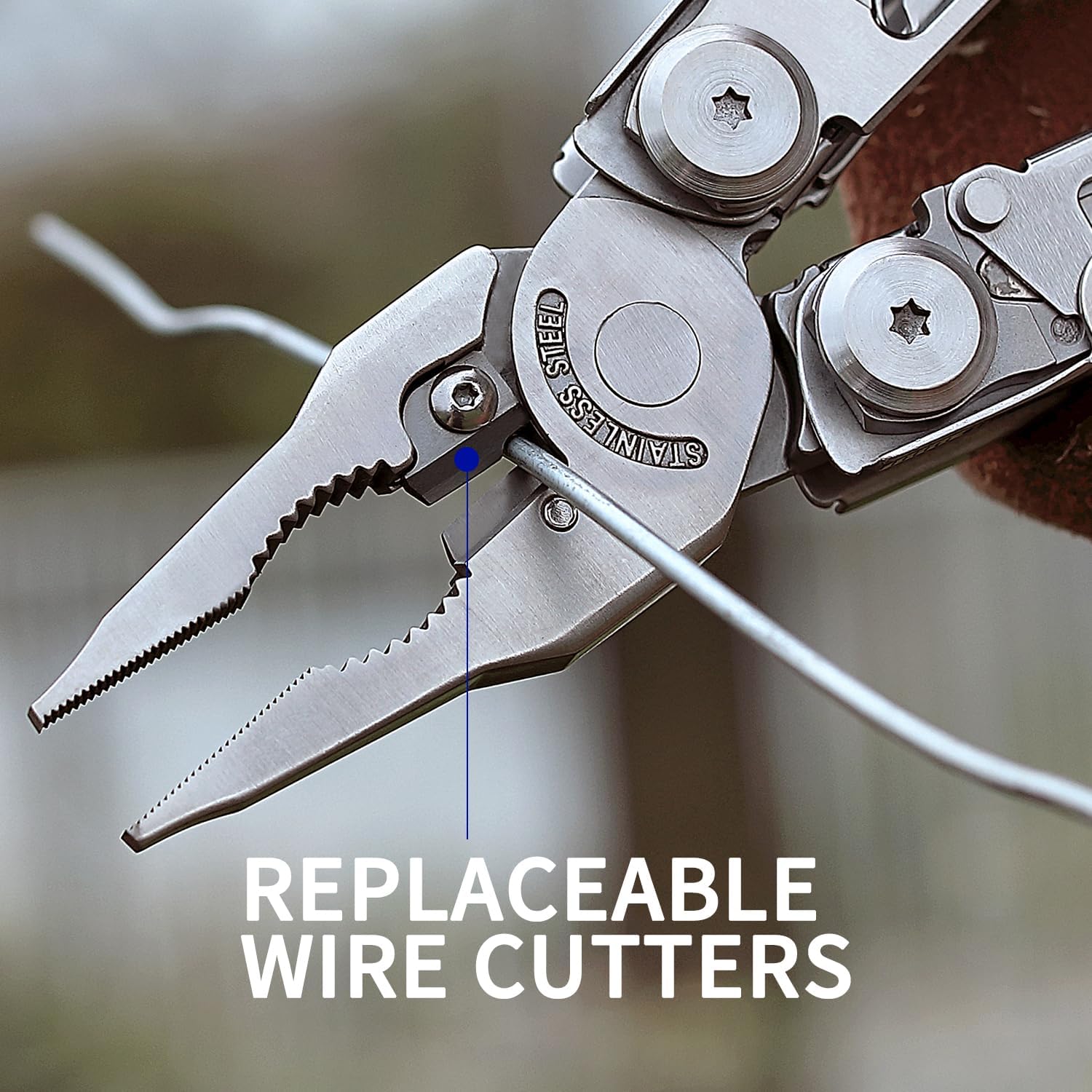 ROCKTOL SK05 Multitool, VG10-Messerklinge, 29-in-1 austauschbarer Drahtschneider, austauschbare Feile und Säge mit T-Schaft, robuste Multitool-Zange für Camping, Survival und Reparatur – Bild 8