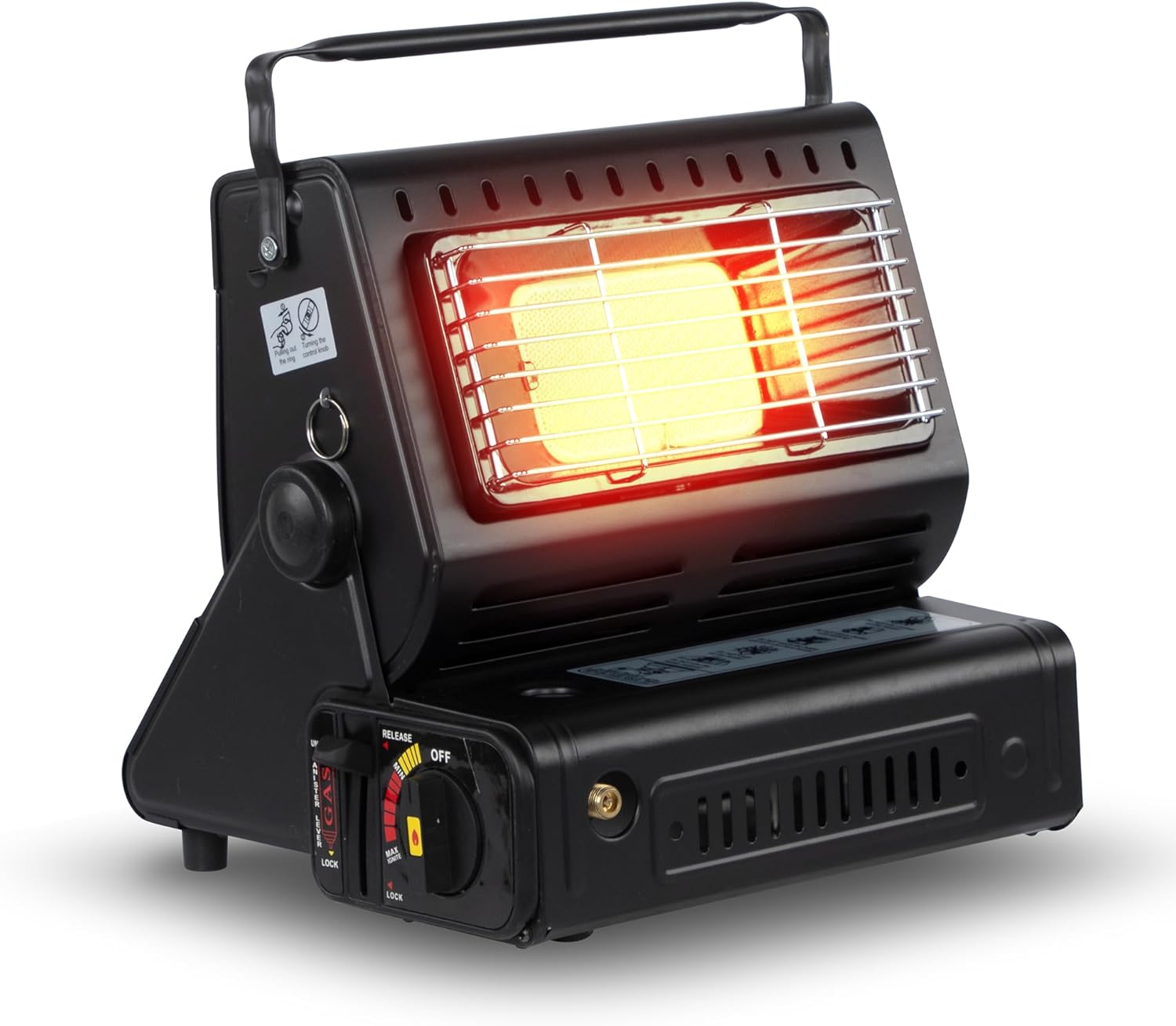 ZMC 2-in-1 tragbarer Keramik-Gasheizer und Gaskocher 1,3 kW mit LPG-Anschluss + 8 Gaskartuschen, Campingkocher mit Piezo-Zündung, Camping-Heizung, Gasheizung für drinnen, draußen, Camping, Wohnwagen – Bild 7