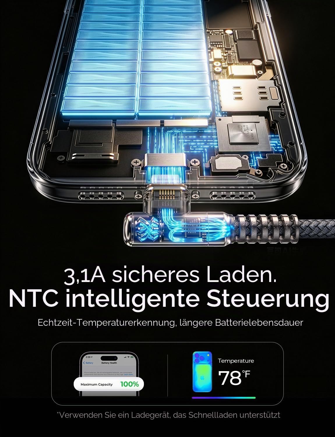2 Stück USB C Kabel 3,1A Schnellladung, AINOPE (2M + 2M) Ladekabel USB C Winkel Langlebiges Nylon geflochtenes USB A auf USB C Ladekabel für Samsung S20 S9 S8 Plus S10 Note 10 9 8 V30 V20 G6 – Bild 4