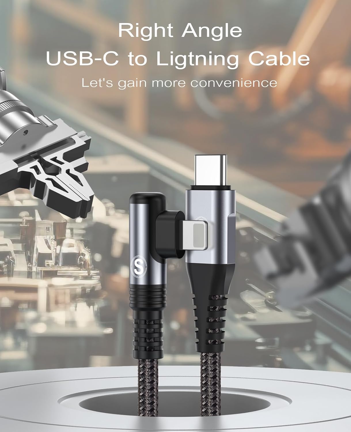 USB-C-Ladekabel (2 Stück, 2 m), SWECENT 90-Grad-iPhone-Ladekabel, Power Delivery, Nylon, schnelles Typ-C-Ladekabel für iPhone 14/13/Pro/Pro Max/Mini/12/12Pro Max/Mini/11 Pro/X/XS/XR/SE/8 Plus, Grau – Bild 2
