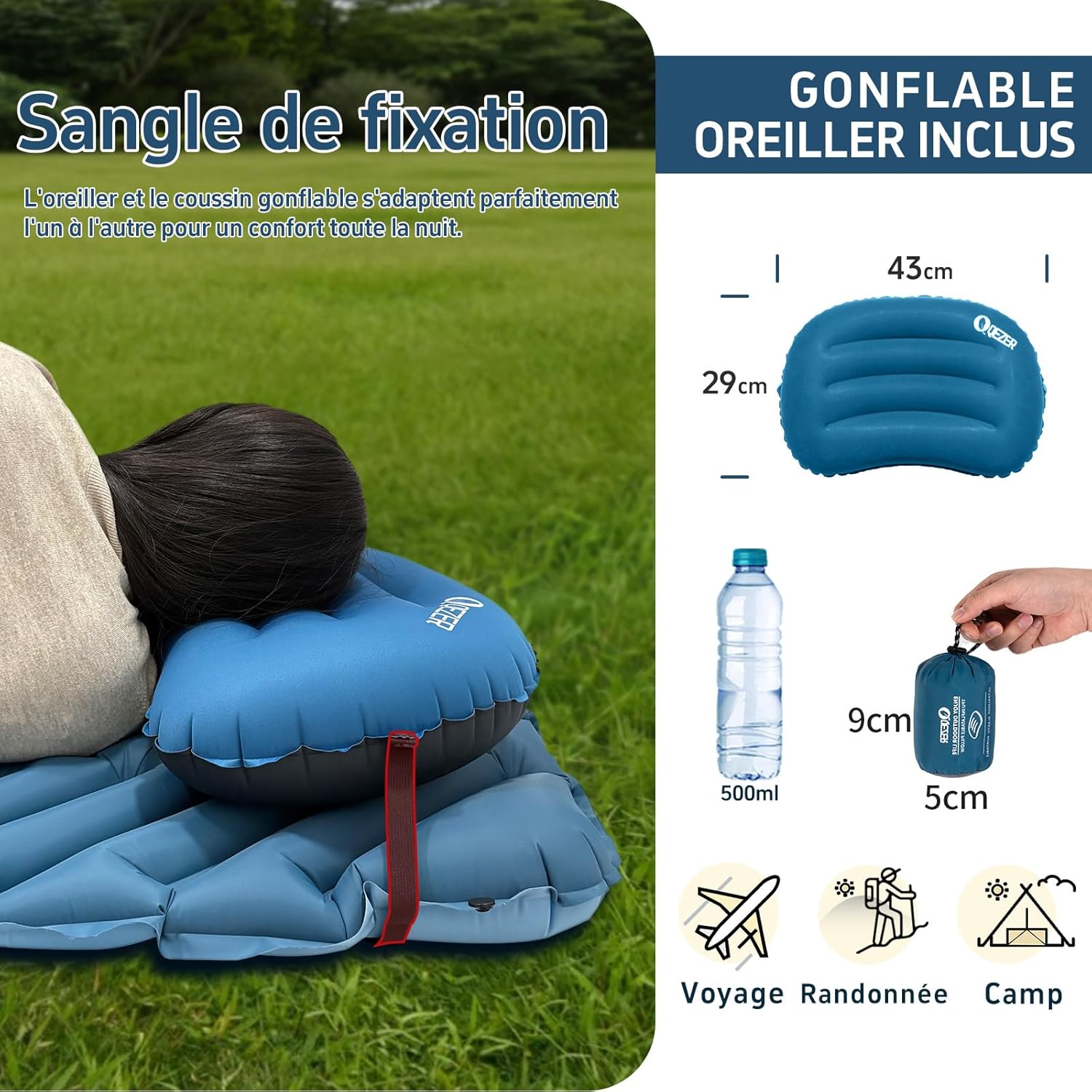 Daunenschlafsack-Set für Erwachsene, inklusive ultraleichter, aufblasbarer Isomatte und Kissen – Bild 7