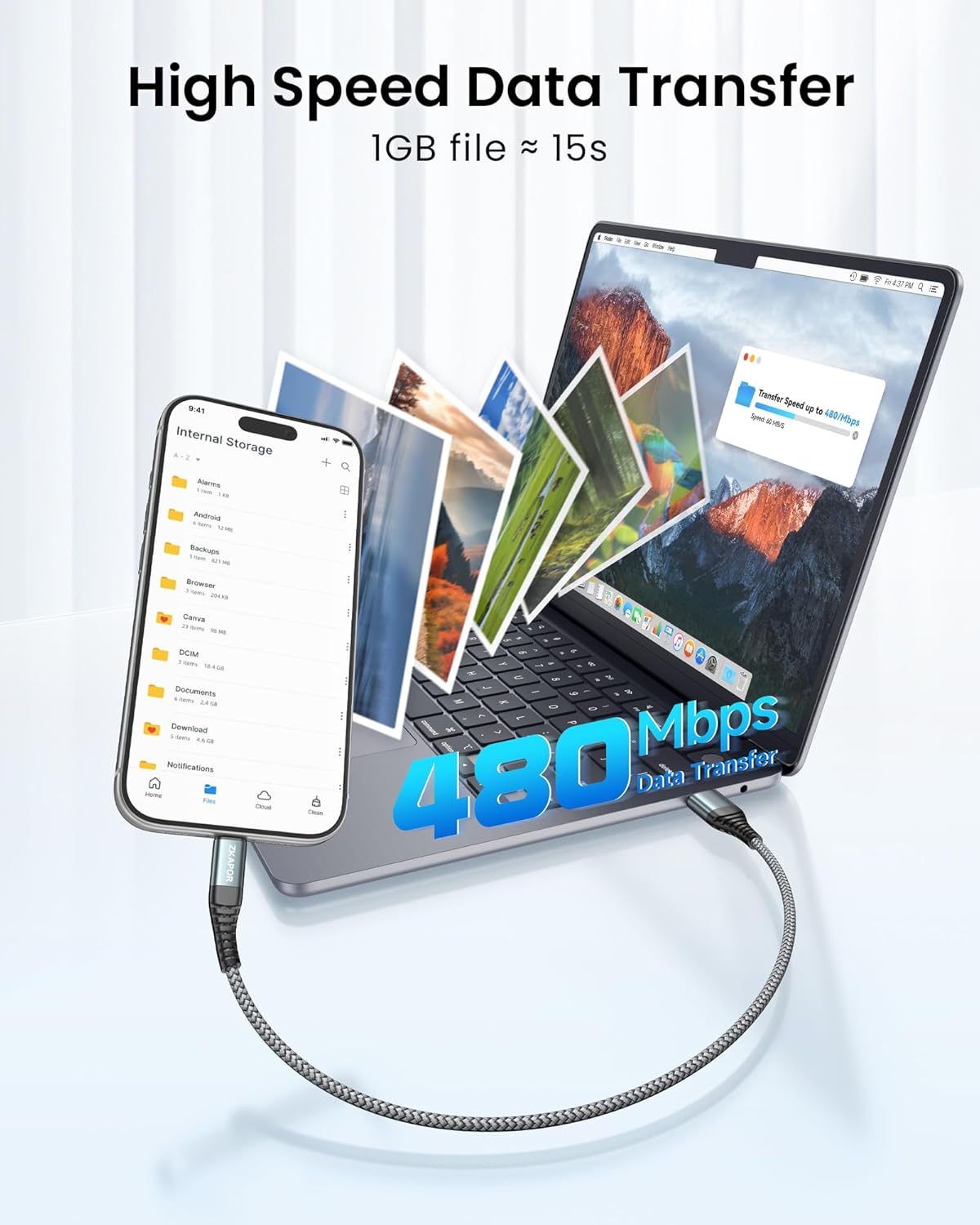 ZKAPOR USB C Kabel kurz 30 cm, Schnellladekabel USB C 3A Nylon geflochtenes USB-Kabel Typ C kompatibel mit iPhone 15/15 Pro Max, Samsung Galaxy S24/S23/S22/S21, Note 10, Huawei P40/P30, Google Pixel – Bild 3