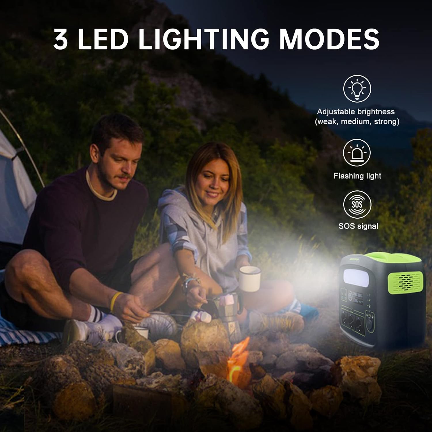 Tragbares Kraftwerk mit faltbarem tragbarem Solarpanel 100 W, 483,84 Wh Solargenerator mit 230 V/700 W AC-Steckdosen, LiFePO4-Batterien, 100 W Solarpanels für Camping, Wohnmobil, Stromausfälle, Outdoor – Bild 7