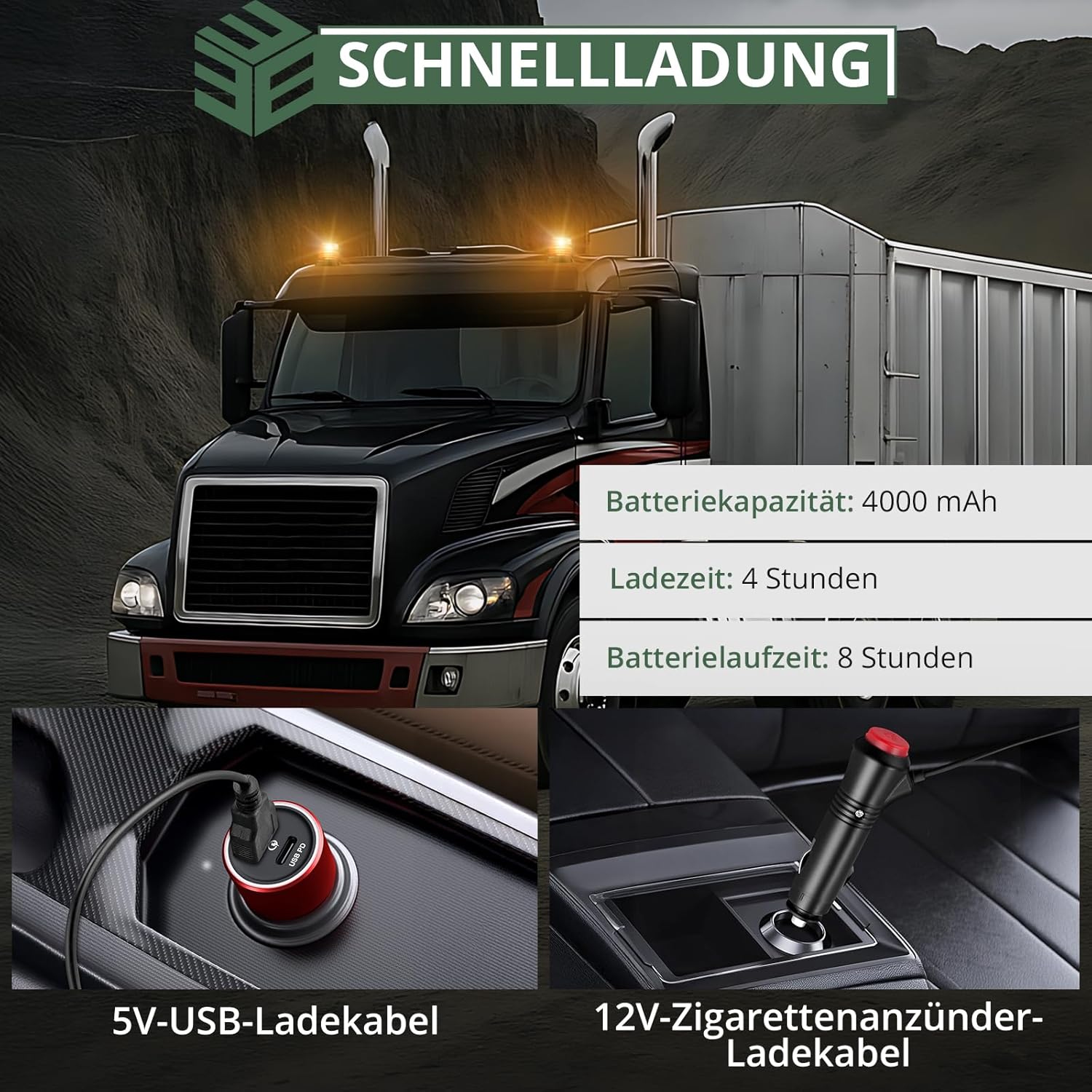 EYPINS Rotierender Akku mit Fernbedienung, 12V 24V Warnlicht Auto Gelb, 6 Blinkmuster Wiederaufladbares LED-Blitzlicht mit magnetischem Saugnapf, Warnlicht Auto für Traktor, PKW, LKW, SUV, Blendfreies Gehäuse – Bild 5