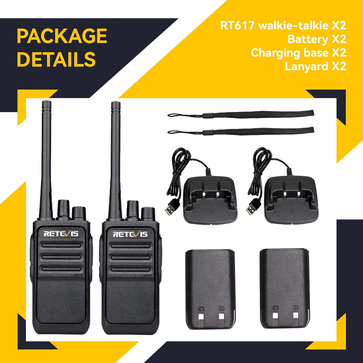Retevis RT617 Walkie Talkie, Funkset, 16 Kanäle, 1200 mAh, VOX, nicht magnetisches Mikrofon, lizenzfreies PMR-Radio, Resurfacing-Reisen, Outdoor-Abenteuer (1 Paar, schwarz) – Bild 7