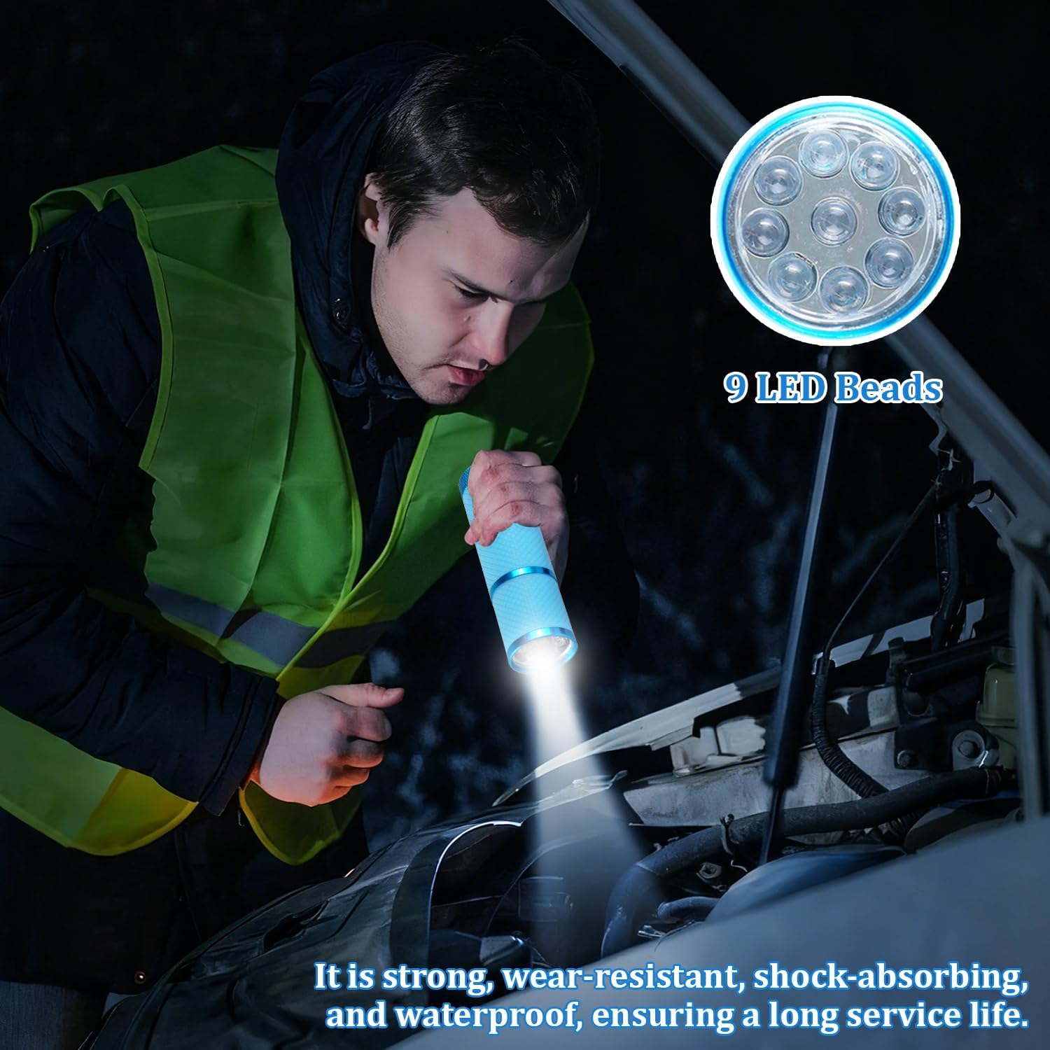 Mini LED Taschenlampe, 4 Stück Mini Taschenlampe Kinder mit 9 LEDs, kleine Taschenlampe, LED Taschenlampe mit 9 LED, kleine Taschenlampen, Kinder Taschenlampe mit Lanyard, für Wandern, Outdoor, Camping – Bild 6