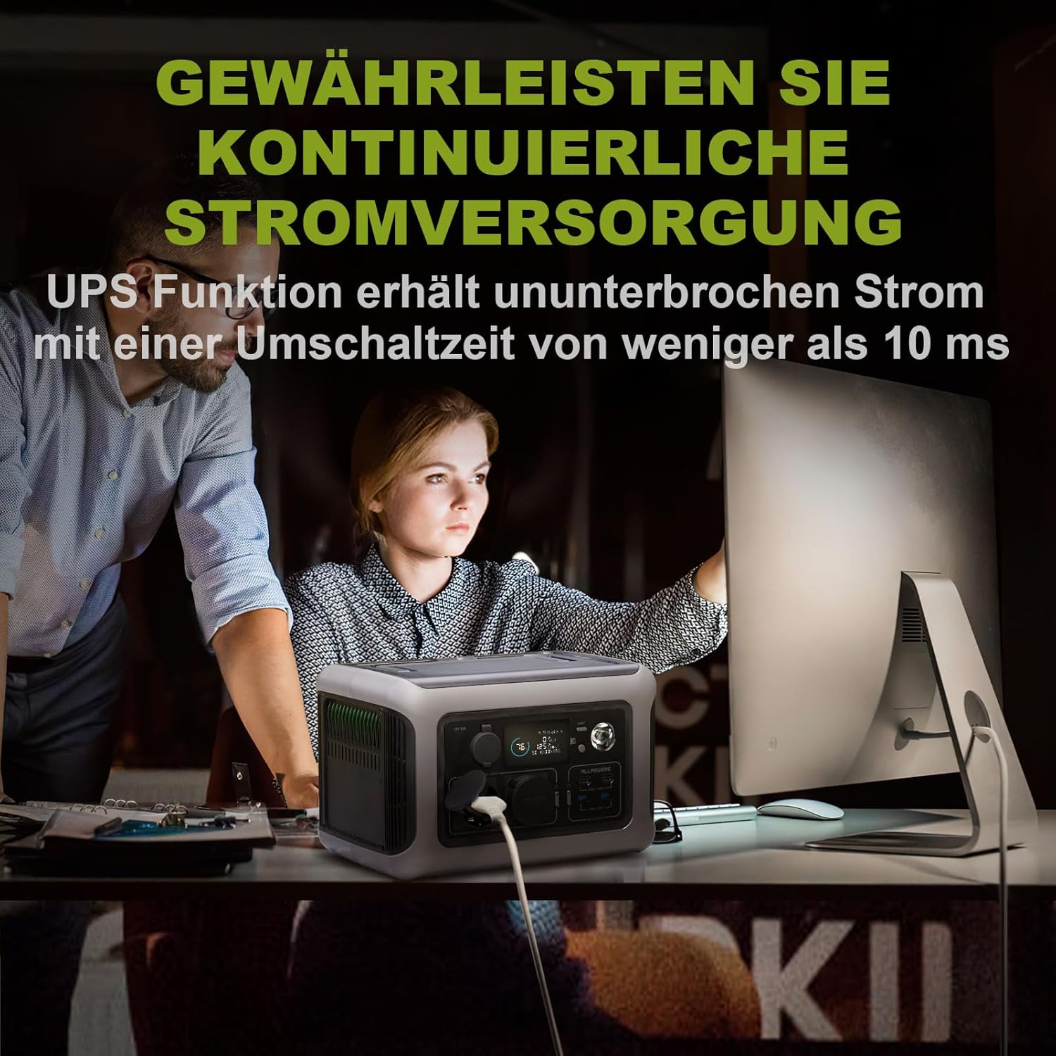 ALLPOWERS R600 Solargenerator, 299WH LiFePO4-Akku, 2 x 600 W (1200 W Spitze), AC-Ausgang, tragbares Kraftwerk mit 100 W flexiblem Solarpanel, mobile Stromversorgung für Garten, Reisen, Camping, Wohnmobil – Bild 5