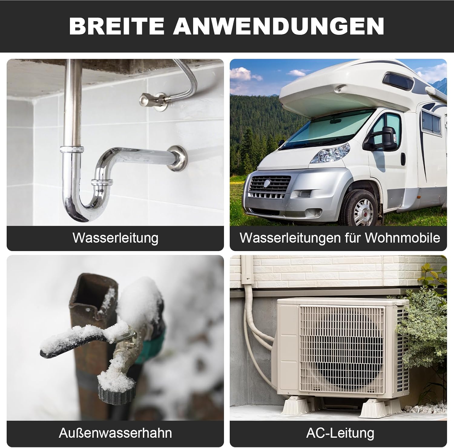 Rohrisolierung Selbstklebender Isolierkanal 5 cm x 10 m Rohrisolierung Schaumisolierung zum Umwickeln von Rohren für Rohrummantelungen, Heizungsrohre und Rohrschutz-Isolierband – Bild 6