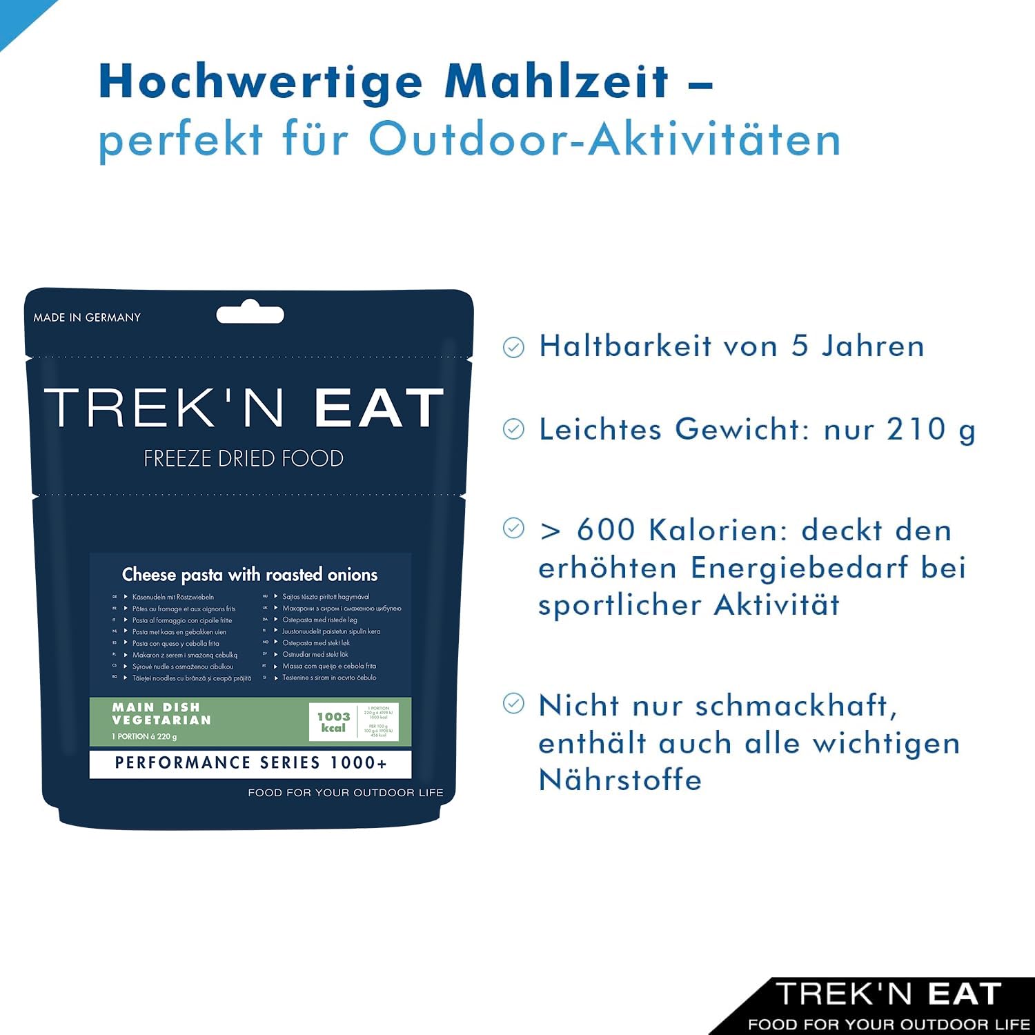 TREK'N EAT Käsenudeln mit Röstzwiebeln PS1000+ – kalorienreiche Outdoor-Mahlzeit für Expeditionen, Trekking und Notfallvorsorge – Bild 4