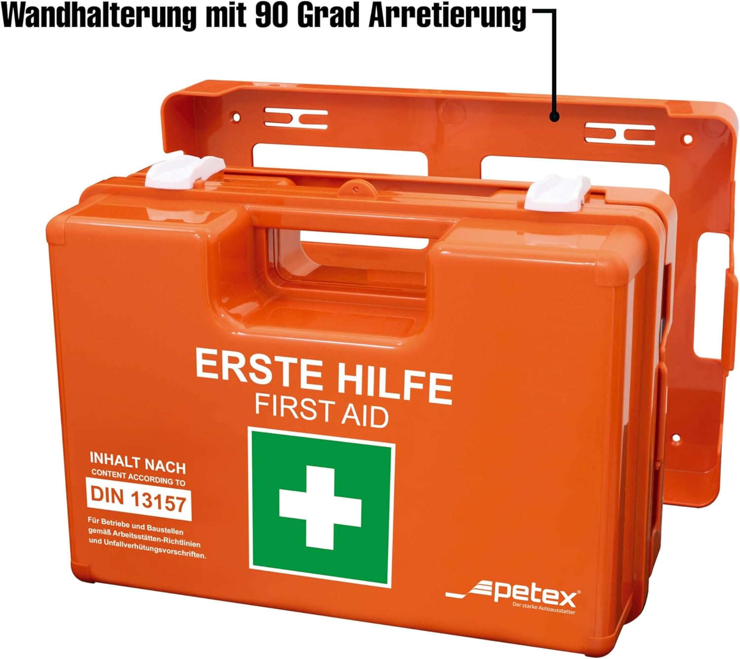Petex Professional Professioneller Erste-Hilfe-Kasten DIN 13157 mit Wandhalterung Orange – Bild 9