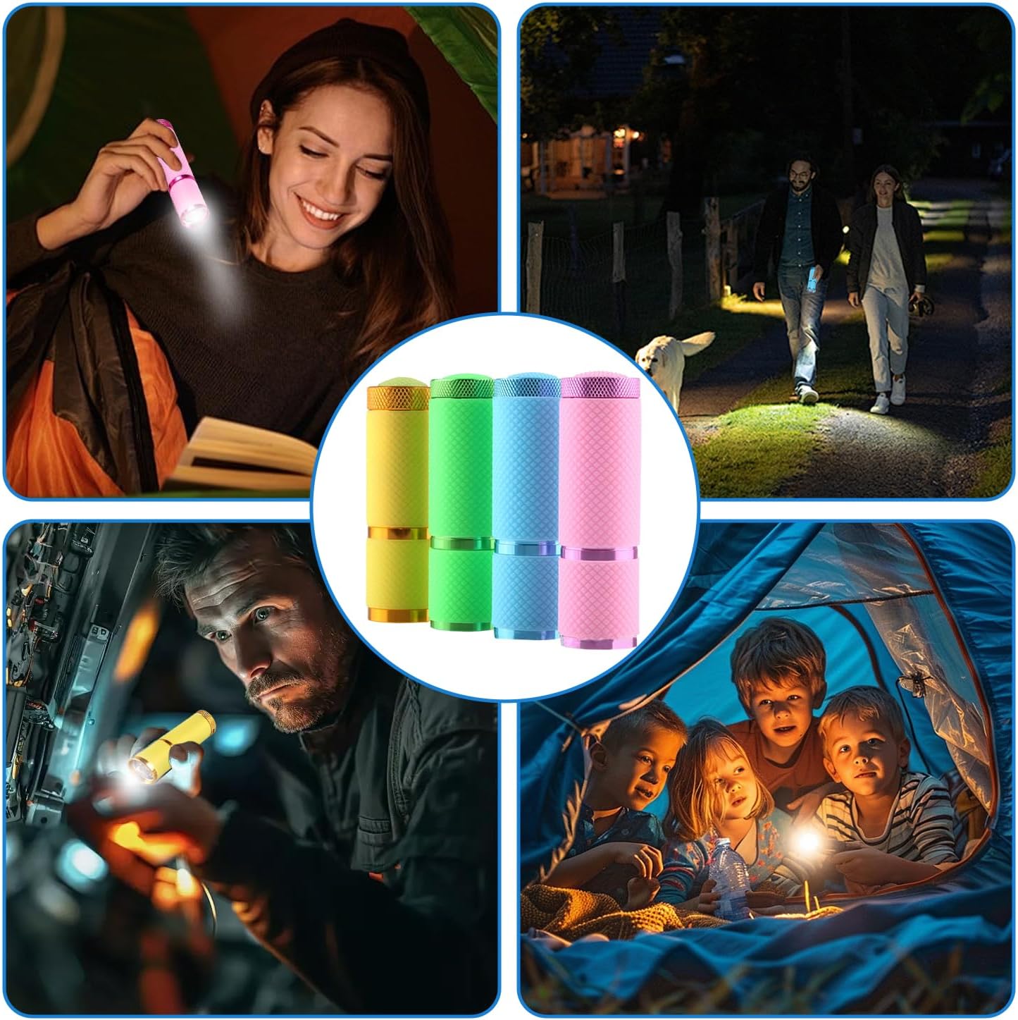 Mini LED Taschenlampe, 4 Stück Mini Taschenlampe Kinder mit 9 LEDs, kleine Taschenlampe, LED Taschenlampe mit 9 LED, kleine Taschenlampen, Kinder Taschenlampe mit Lanyard, für Wandern, Outdoor, Camping – Bild 7