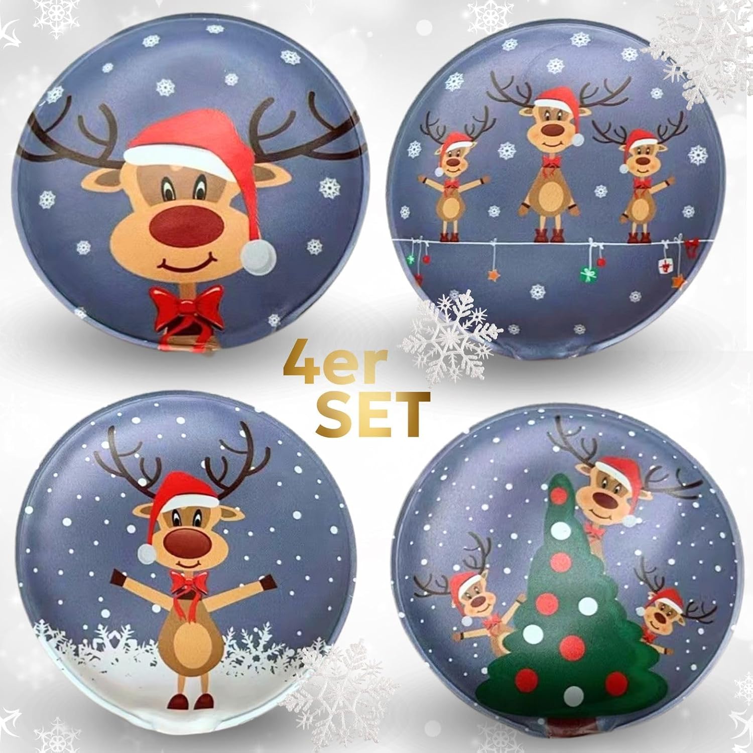 Taschenwärmer für Kinder Rentier Rudolph - Wiederverwendbarer Handwärmer rund Geschenk zu Weihnachten - Weihnachtstaschen-Heizkissen ca. 9 x 9 cm - Adventskalender mit Weihnachtsmannfüllung – Bild 6