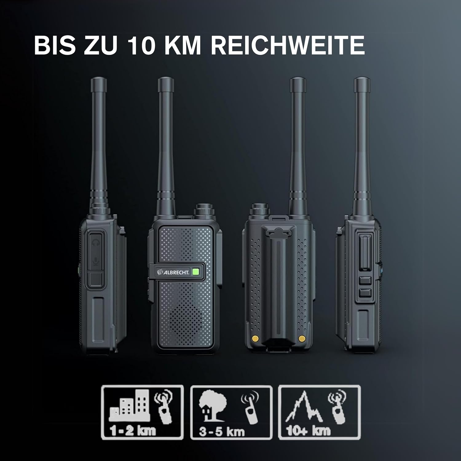 Albrecht Tectalk Worker 3 Kofferset, 4 Walkie Talkies & Zubehör, PMR446 Funkgeräte mit VOX, Robust für Baustelle, Sicherheit, Betrieb & Outdoor – Bild 6