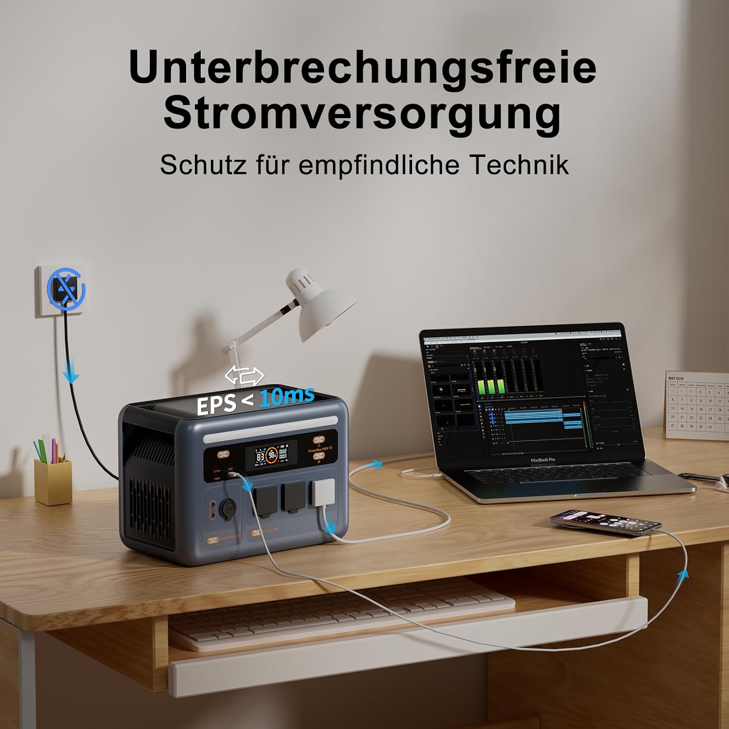 OSCAL PowerMax 1800SE Tragbares Kraftwerk mit 2 x 400 W Solarmodulen, 1024 Wh LFP-Batterie-Backup mit 3 x 1800 W AC-Ausgang, Schnellladung von 0–80 % in 45 Minuten, Solargenerator, Notstromgenerator | 1024Wh LiFePO4 Batterie, 1800W AC (3600W Peak)/100W USB-C Ausgang, Solargenerator für Camping, Wohnwagen, Notstrom zu Hause – Bild 6