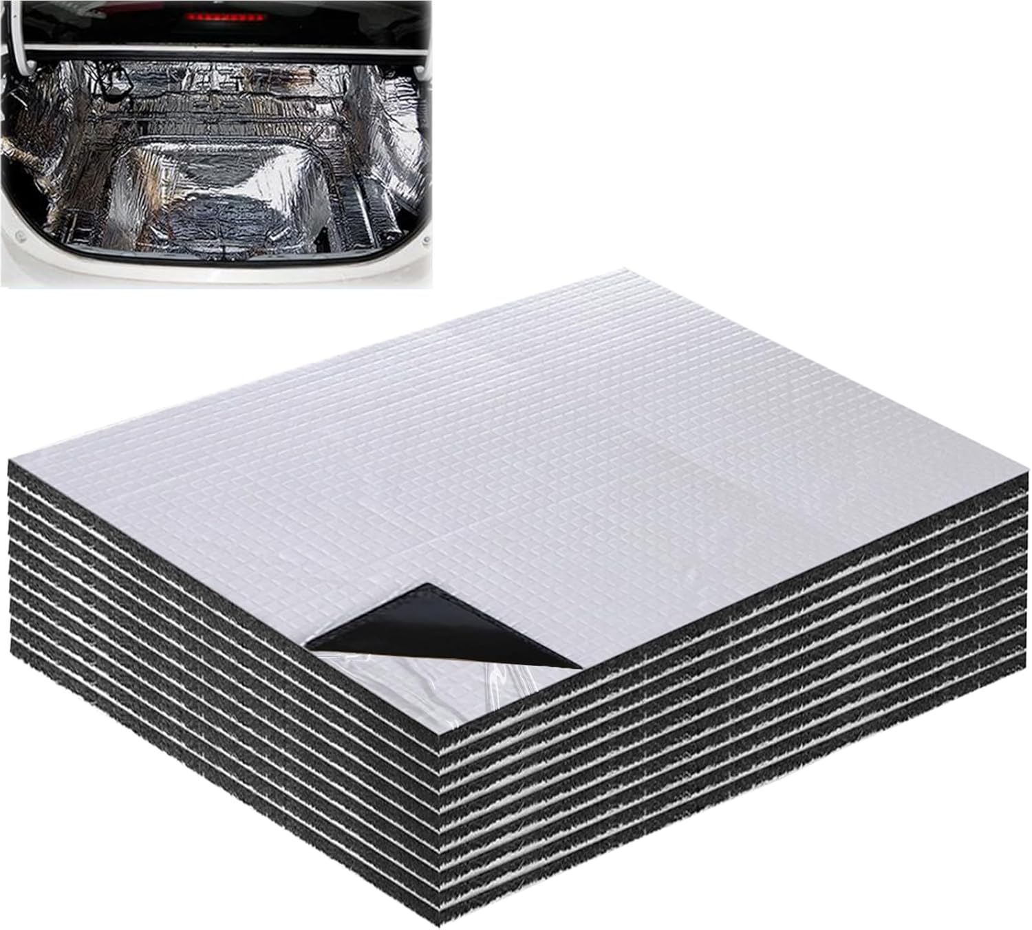Auto-Dämmmatte, 10 Stück, 40 x 25 cm, Schalldämmmatte, selbstklebend, feuerfest, feuchtigkeitsbeständig, wasserdicht (5 mm)