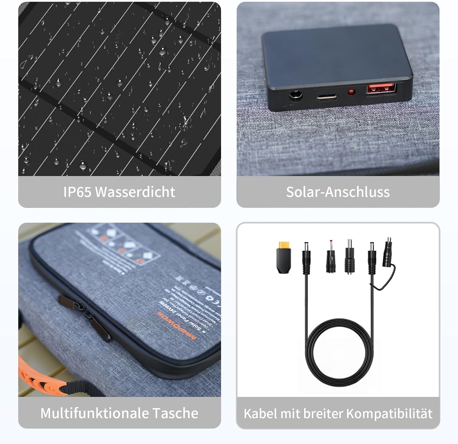 Faltbares Solarpanel, 40 W, 19 V, tragbares Solarladegerät mit USB-C-, USB-A- und DC-Ausgängen, Mini-Ladegerät in Buchgröße für iPhone, iPad, Powerbank, Camping, Wandern, Outdoor-Reisen – Bild 6