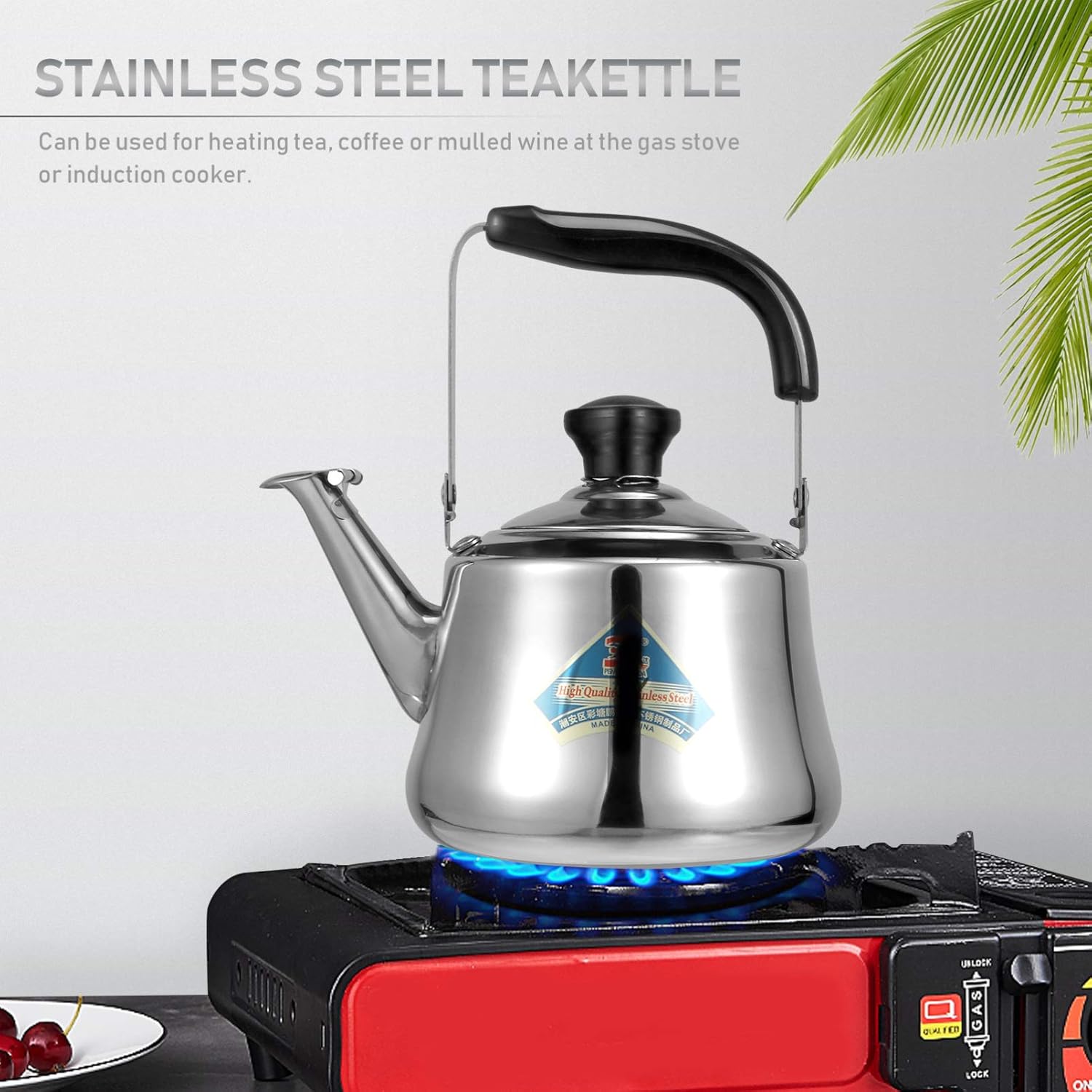 Cabilock Teekessel aus Edelstahl, 1 Liter, Wasserkocher mit Pfeife für Induktion und Gasherd, kompakter Pfeifkessel für die Zubereitung von Tee, Kaffee und – Bild 9