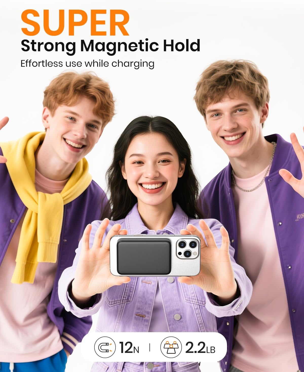 A ADDTOP Magnetische Powerbank 10000 mAh, 20 W Schnelllade-iPhone-Ladegerät für magnetisches, kabelloses UltraSlim-Ladegerät mit Typ-C-Ein- und Ausgang, LED-Display-Akku für iPhone 16/15/14/13/12 – Bild 3