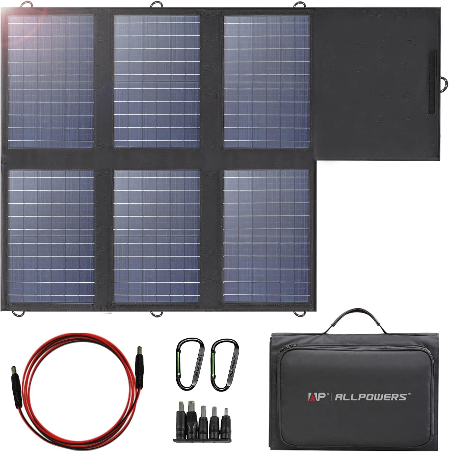 ALLPOWERS SP026 60W tragbares Solarpanel, monokristallines faltbares Solarpanel, mobile Photovoltaik-Solarmodule mit 18 V DC, 60 W USB-C- und USB-A-Ausgängen für Wohnmobile, Outdoor, Reisen und Camping