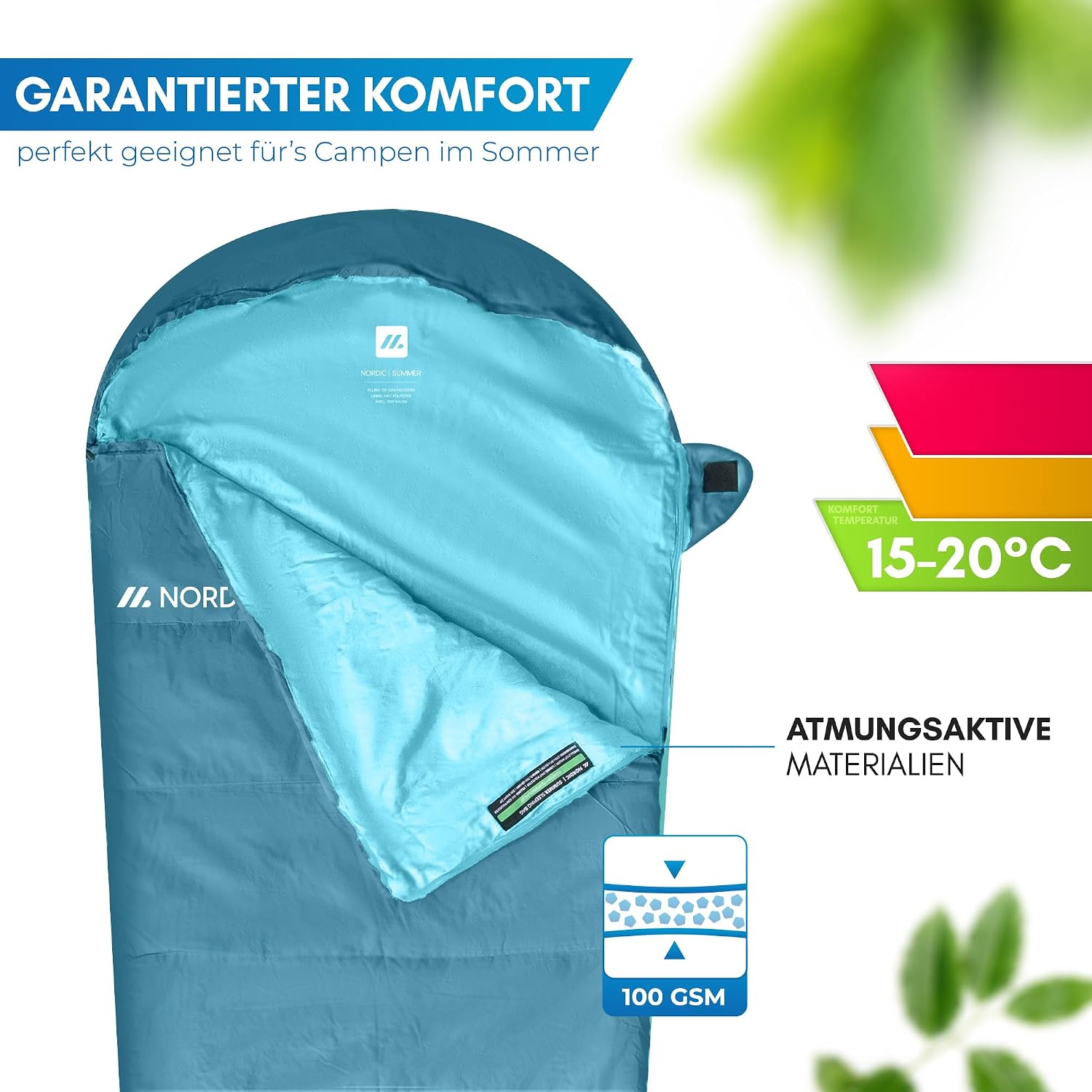 NORDMUT® Schlafsack Erwachsene – kleines Packmaß & Ultraleicht (900/1500g) – 3-Jahreszeiten (250 GSM) & Sommerschlafsack (100 GSM) – Mumienschlafsack für Camping, Outdoor & Festivals – Bild 4