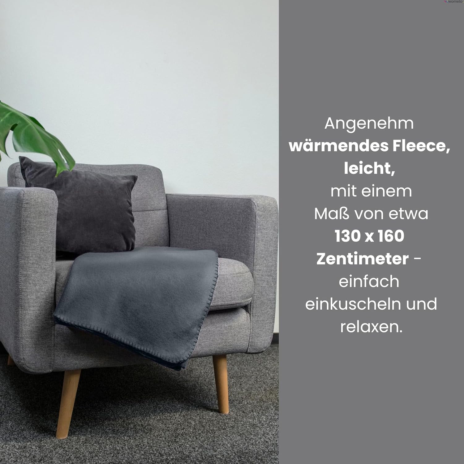 wometo Polarfleecedecke, 130 x 160 cm, ca. 400 g schwer mit Anti-Pilling-Rand, in vielen leuchtenden Farben