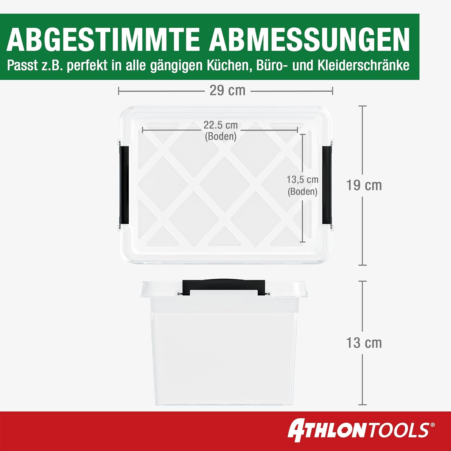 ATHLON TOOLS 10er Set 5L Aufbewahrungsboxen mit Deckel, klein, 100% lebensmittelecht, BPA-frei, Kunststoffbox mit Deckel, stapelbar, Aufbewahrung & Organisation, Kunststoff-Stapelboxen aus neuem Material – Bild 2
