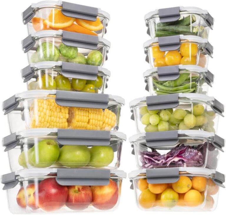 GENICOOK Set mit 24 Frischhaltedosen aus Glas mit Deckel – Vorratsgläser für Lebensmittel, Meal-Prep-Boxen, Vorratsbehälter, luftdichte Lebensmittelbehälter für die Küche