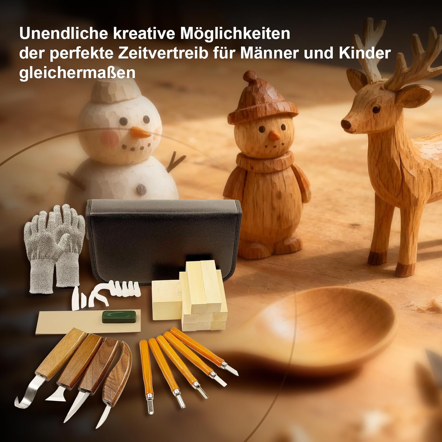 23-teiliges Schnitzwerkzeug-Set, Schnitzset für Heimwerker, Anfänger, professionelles Holzschnitzwerkzeug-Set für Erwachsene und Anfänger, inklusive Inspiration und künstlerischer Anregung – Bild 6