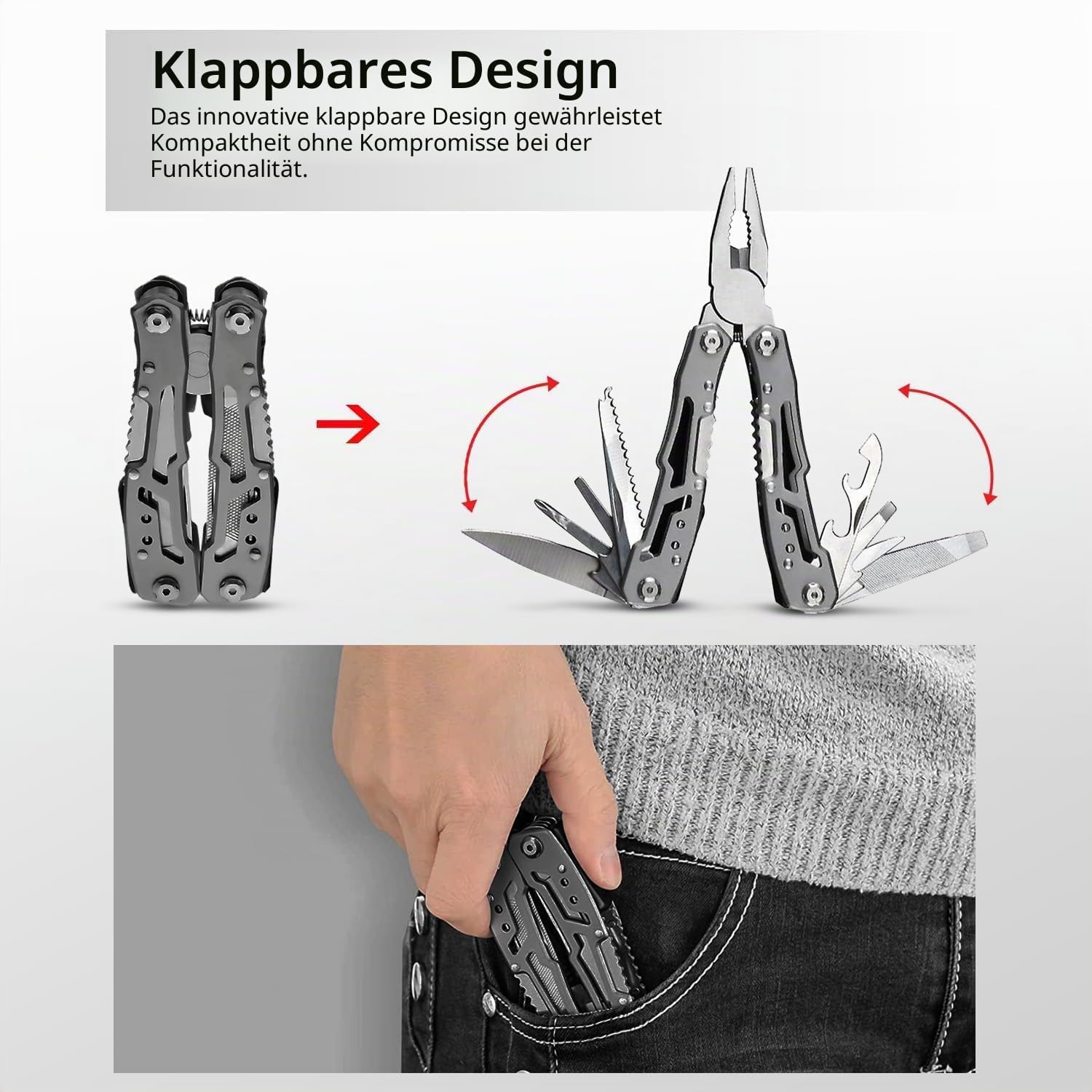 Multitool 14-in-1 mit Zange, Messer, Schraubendreher, Flaschenöffner und Nylonetui – Kompaktes und robustes Multifunktionswerkzeug für Camping, Outdoor, Notfälle und Heimgebrauch (1) – Bild 6