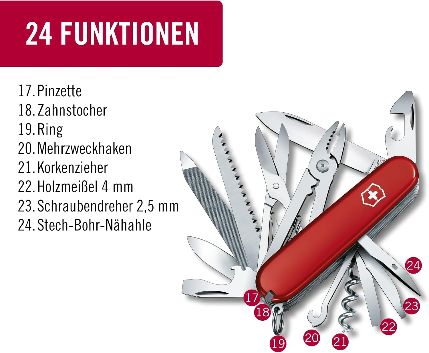 Victorinox Taschenmesser Handyman, 9 Funktionen, rot – Bild 5