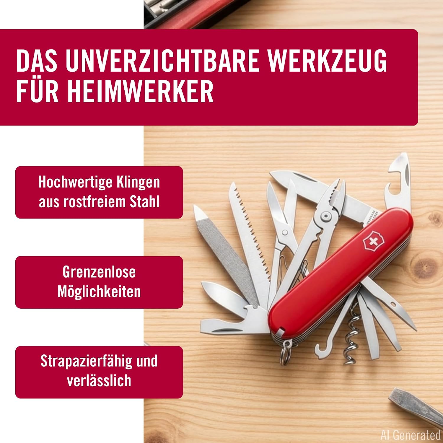 Victorinox Taschenmesser Handyman, 9 Funktionen, rot – Bild 6