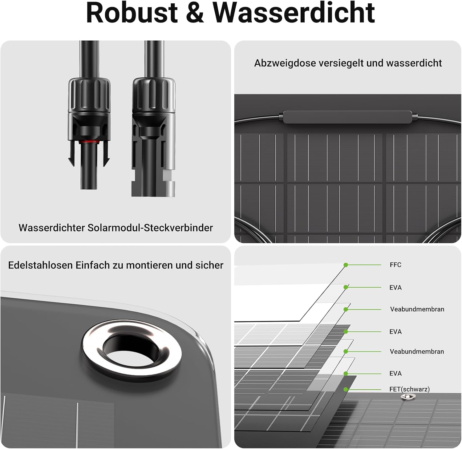 960 W flexibles Solarpanel, 4 x 240 W flexible Solarmodule, IP67, 23,5 % Umwandlung, Photovoltaik-Panel, Balkonkraftwerk, Solarzelle, ideal für Wohnmobil, Boot, Balkon, Wohnmobil, Garten – Bild 3