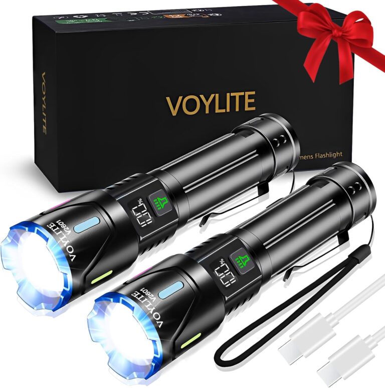 Taschenlampe LED wiederaufladbar, 2er-Pack, 1000.000 Lumen, extrem hell, bis zu 1500 m Reichweite, 3 Lichtmodi & zoombar, IPX7 wasserdicht, taktische LED-Taschenlampe für Camping/Outdoor/Wandern