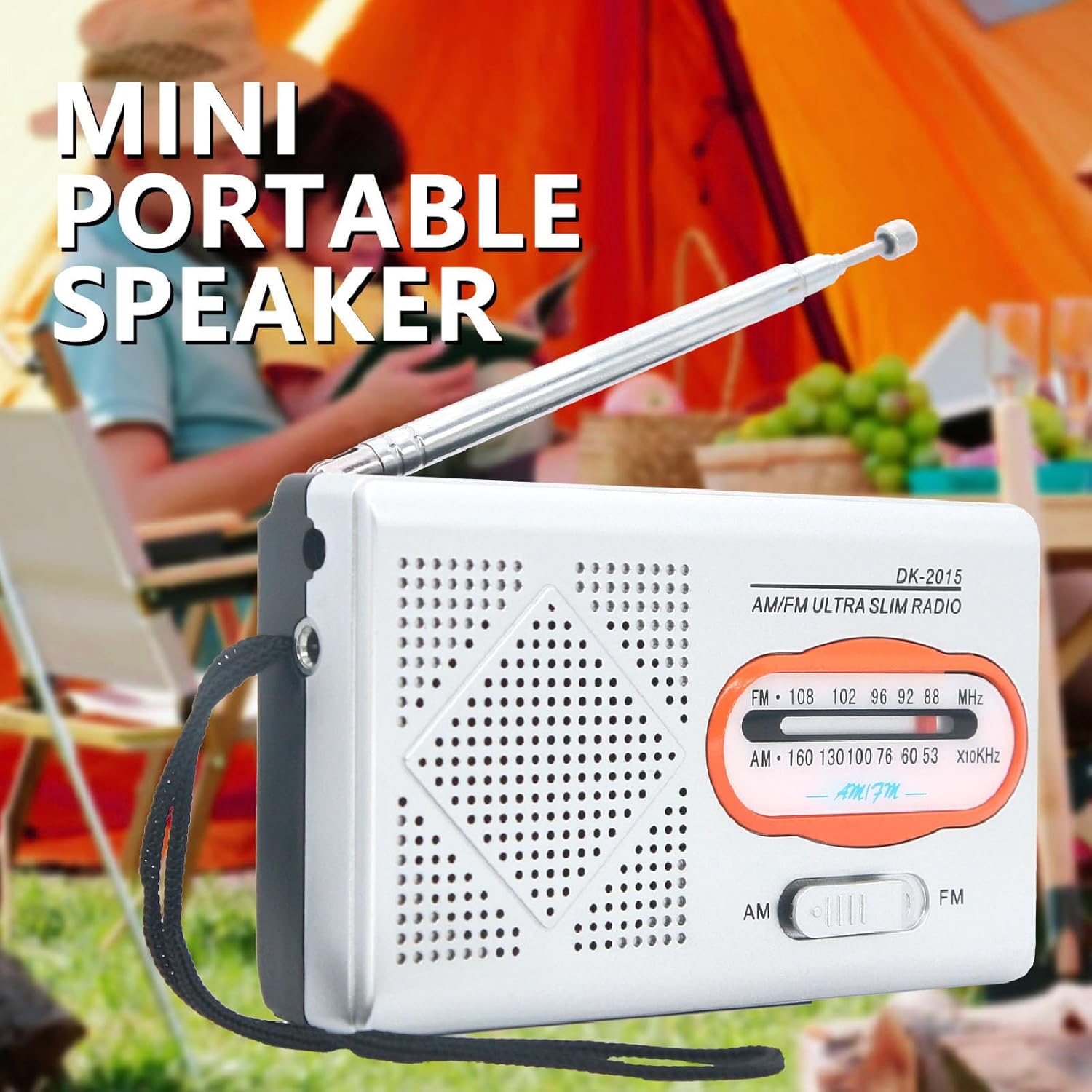 Tragbares Radio, DK-2015 AM FM batteriebetriebene Radios mit Lautsprecher, Stereo-Sound-Taschenradio für Zuhause, Outdoor, Reisen – Bild 4
